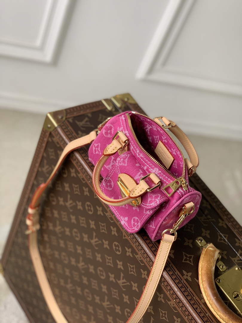 Louis Vuitton Nano Speedy Bag M27603 Fuchsia Denim
