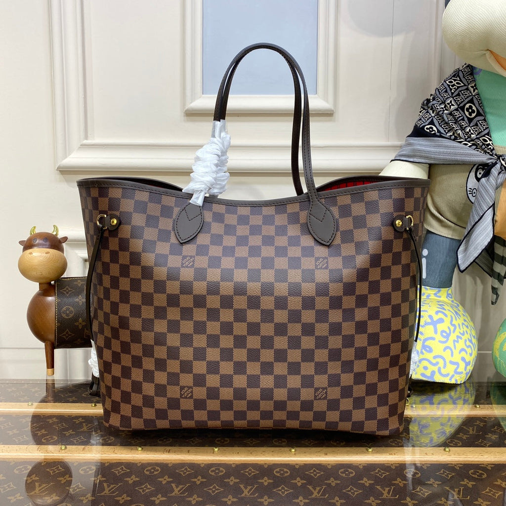Louis Vuitton Neverfull GM Bag N41357 Damier Ebene Canvas Red