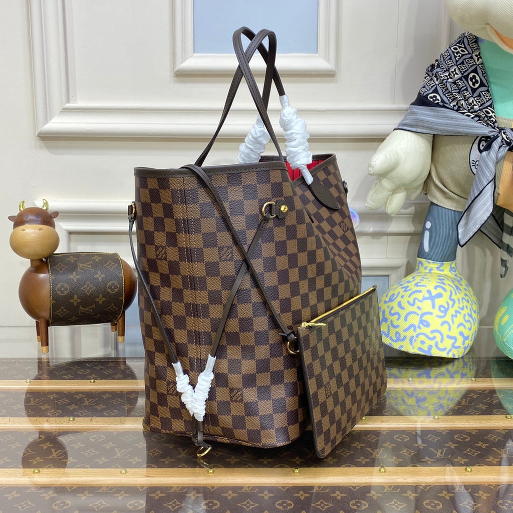 Louis Vuitton Neverfull GM Bag N41357 Damier Ebene Canvas Red