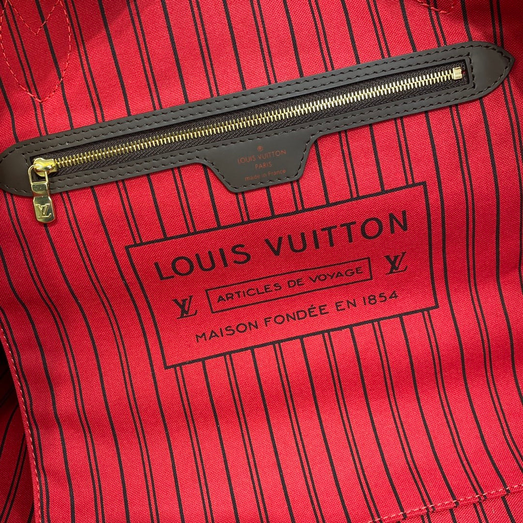 Louis Vuitton Neverfull GM Bag N41357 Damier Ebene Canvas Red