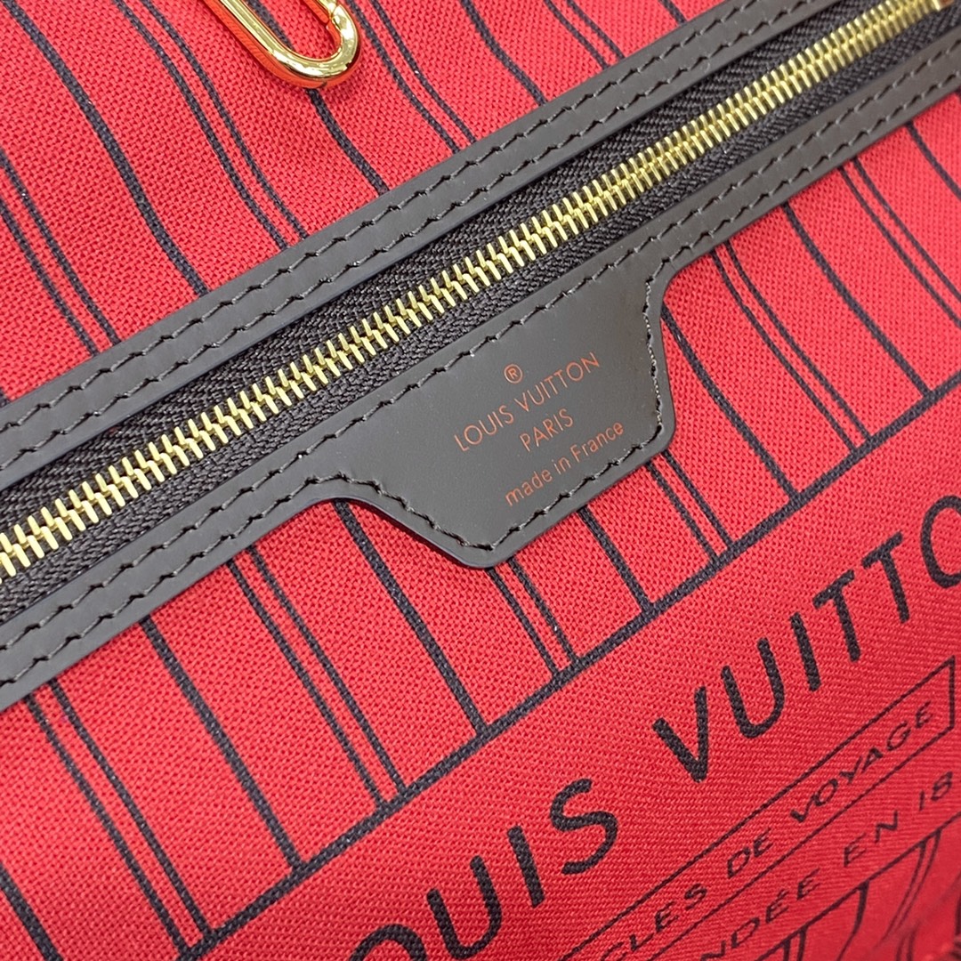 Louis Vuitton Neverfull GM Bag N41357 Damier Ebene Canvas Red