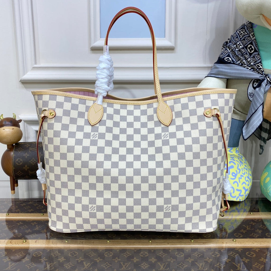Louis Vuitton Neverfull GM Bag N41604 Damier Azur Canvas Pink