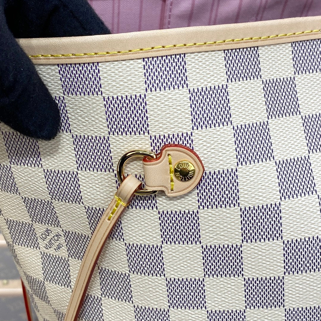 Louis Vuitton Neverfull GM Bag N41604 Damier Azur Canvas Pink