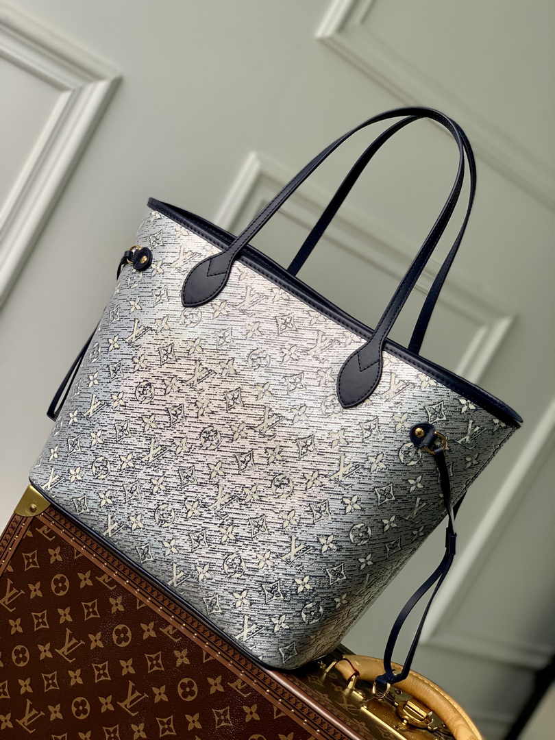 Louis Vuitton Neverfull MM Bag M22921 Blue Monoglam canvas