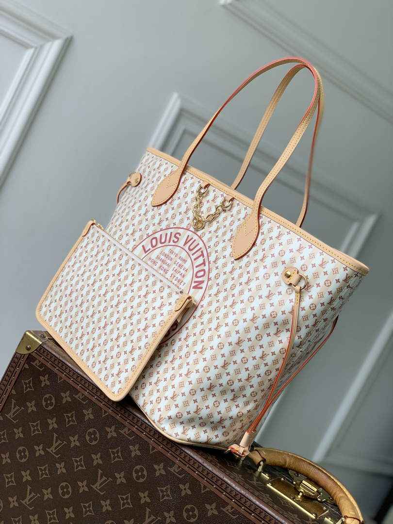 Louis Vuitton Neverfull MM Bag, M29483 Nude Rose Coated Canvas