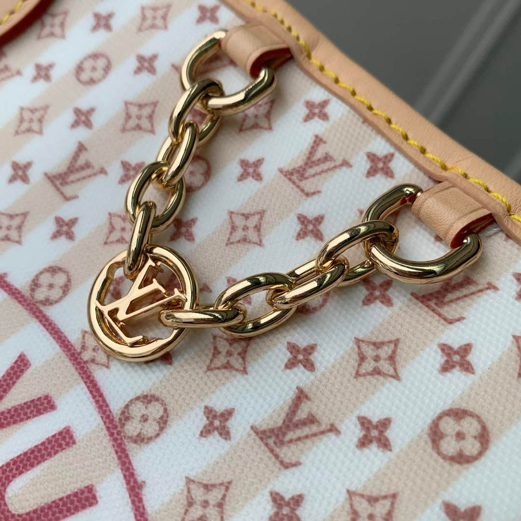 Louis Vuitton Neverfull MM Bag, M29483 Nude Rose Coated Canvas