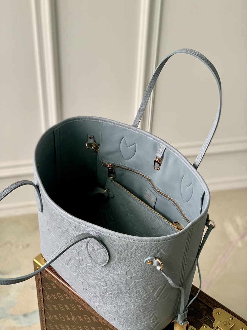 Louis Vuitton Neverfull MM Bag M46482 Blue Leather