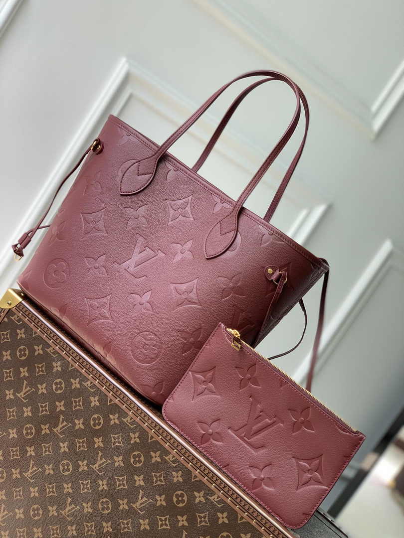 Louis Vuitton Neverfull MM Bag M46599 Wine Red Leather