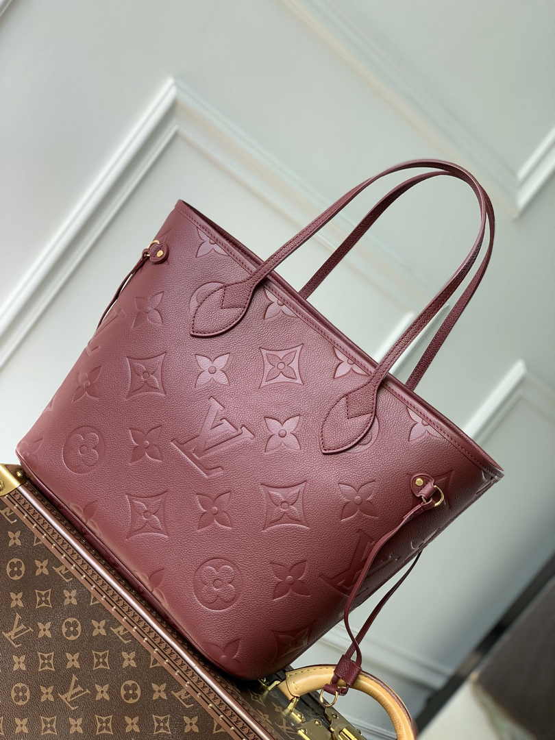 Louis Vuitton Neverfull MM Bag M46599 Wine Red Leather