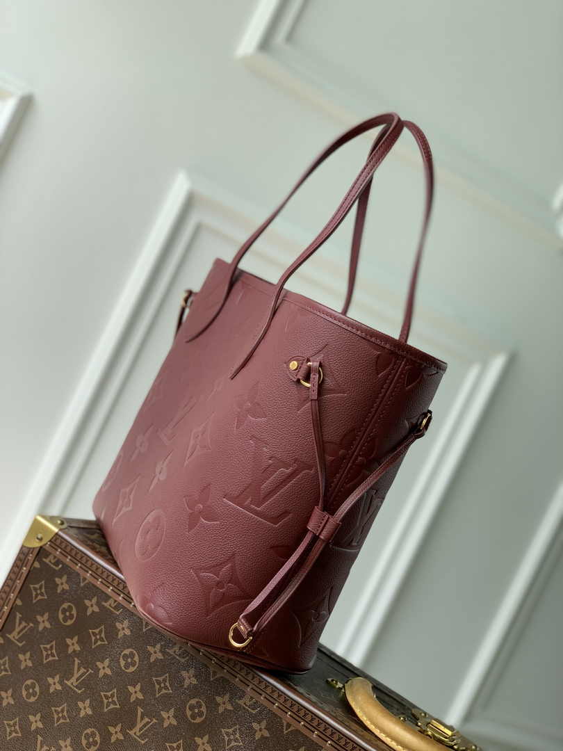 Louis Vuitton Neverfull MM Bag M46599 Wine Red Leather