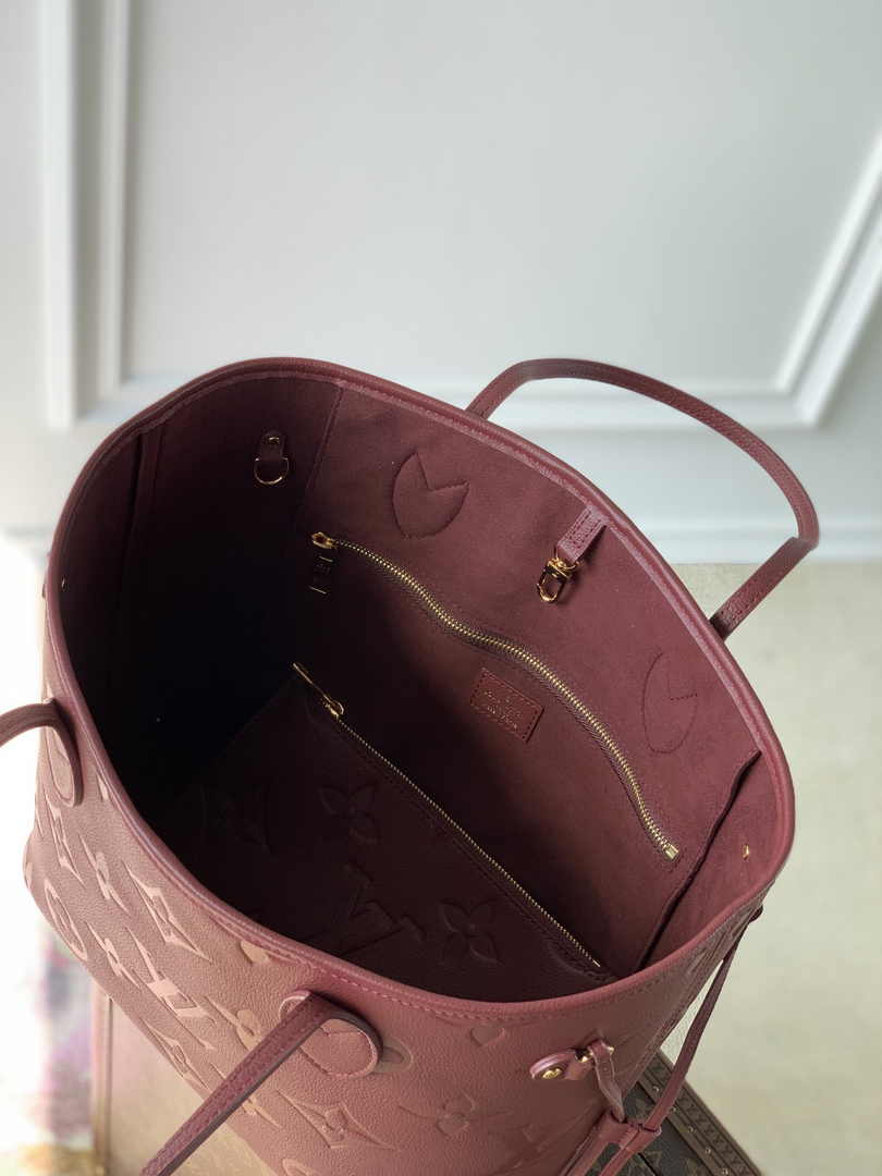 Louis Vuitton Neverfull MM Bag M46599 Wine Red Leather