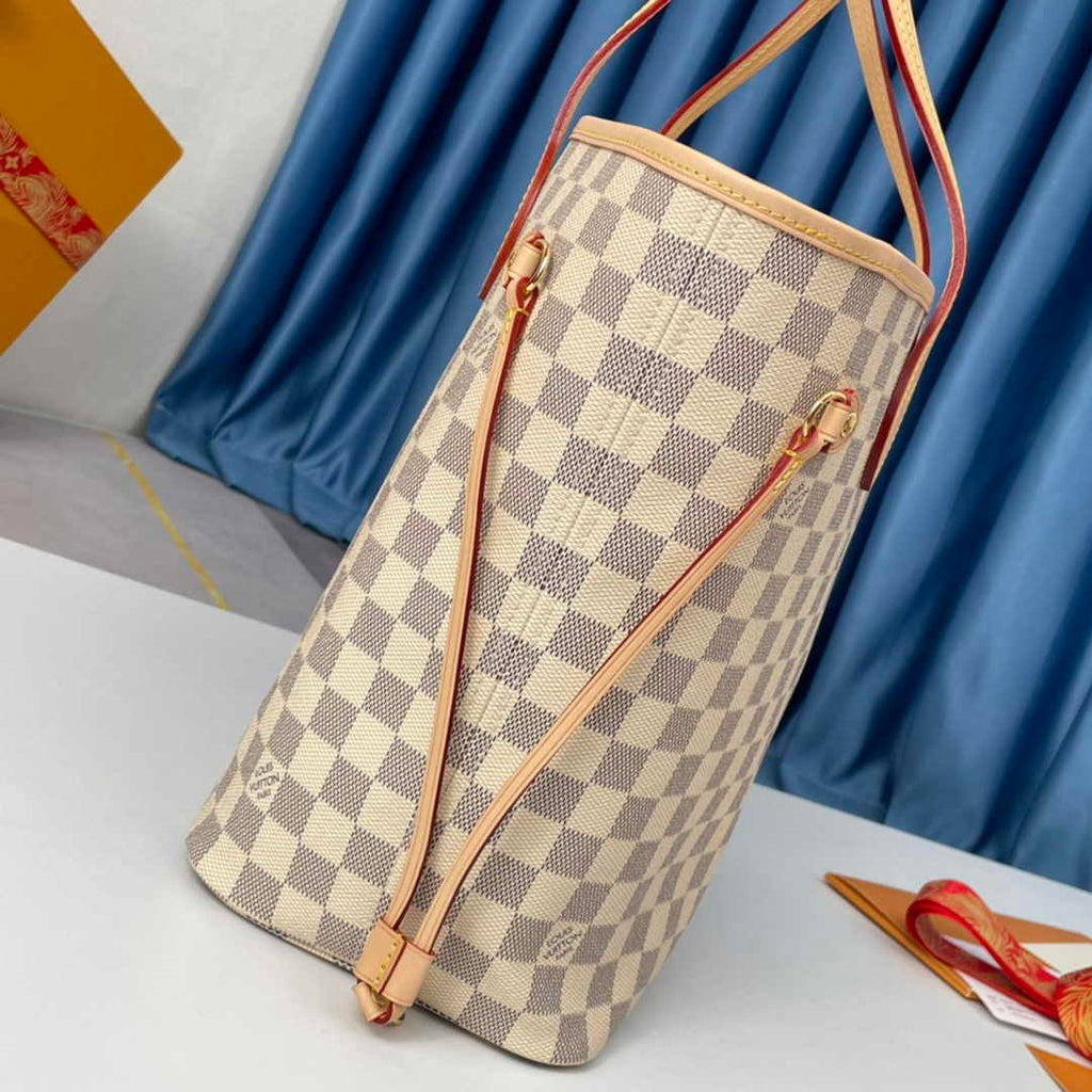 Louis Vuitton Neverfull MM Bag N41361 Damier Azur Canvas Beige