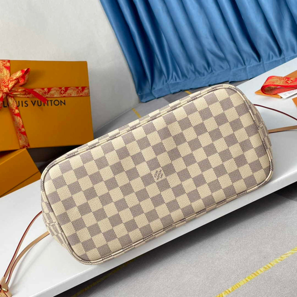Louis Vuitton Neverfull MM Bag N41361 Damier Azur Canvas Beige