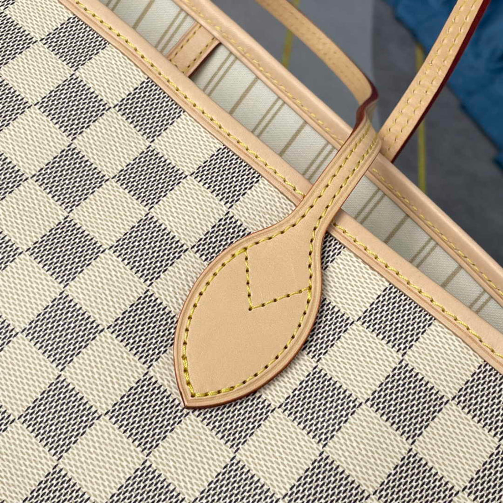Louis Vuitton Neverfull MM Bag N41361 Damier Azur Canvas Beige