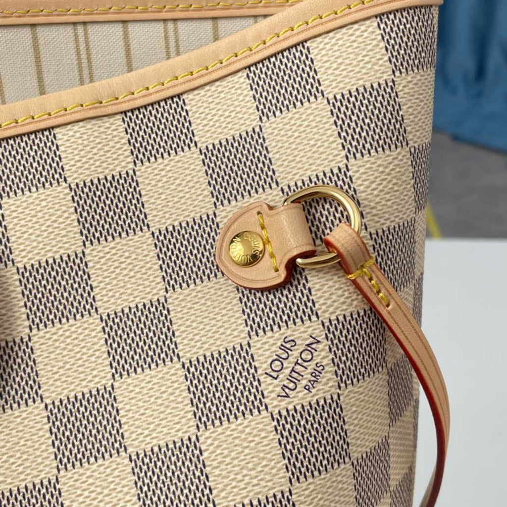 Louis Vuitton Neverfull MM Bag N41361 Damier Azur Canvas Beige