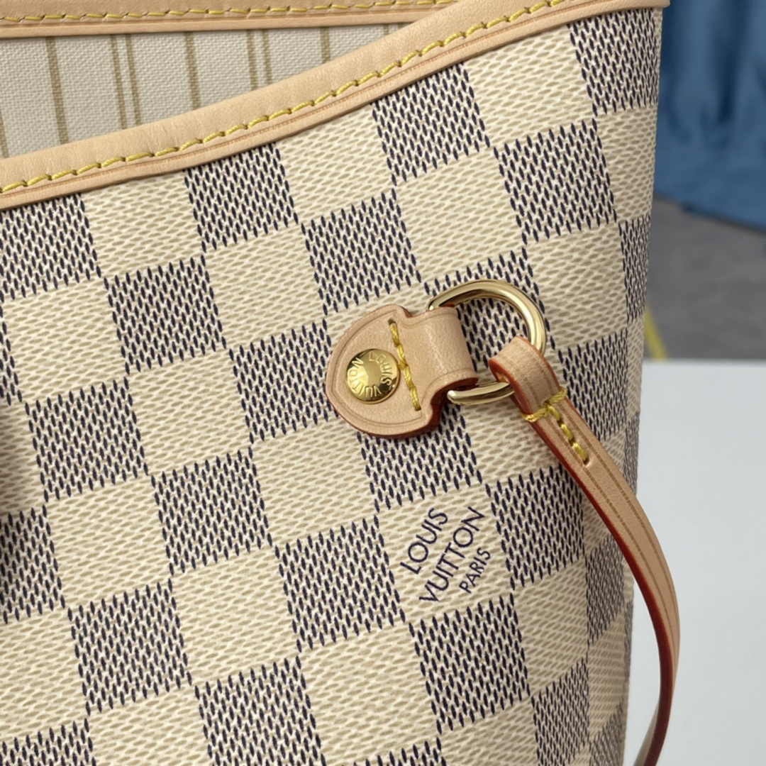 Louis Vuitton Neverfull MM Bag N41361 Damier Azur Canvas Beige