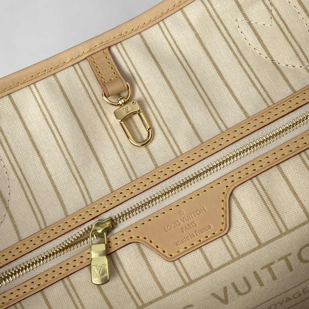 Louis Vuitton Neverfull MM Bag N41361 Damier Azur Canvas Beige