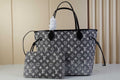 Louis Vuitton Neverfull MM Bag M21465 Gray Monogram Jacquard Denim