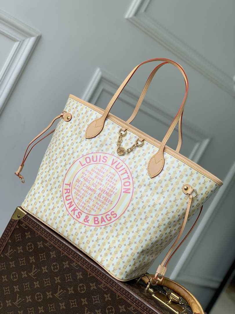 Louis Vuitton Neverfull MM Bag, M28457 Banana Coated Canvas