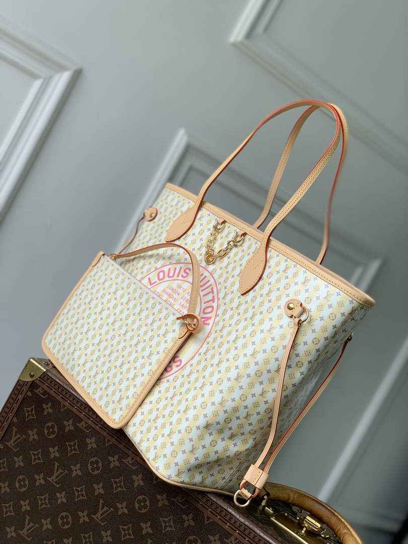 Louis Vuitton Neverfull MM Bag, M28457 Banana Coated Canvas