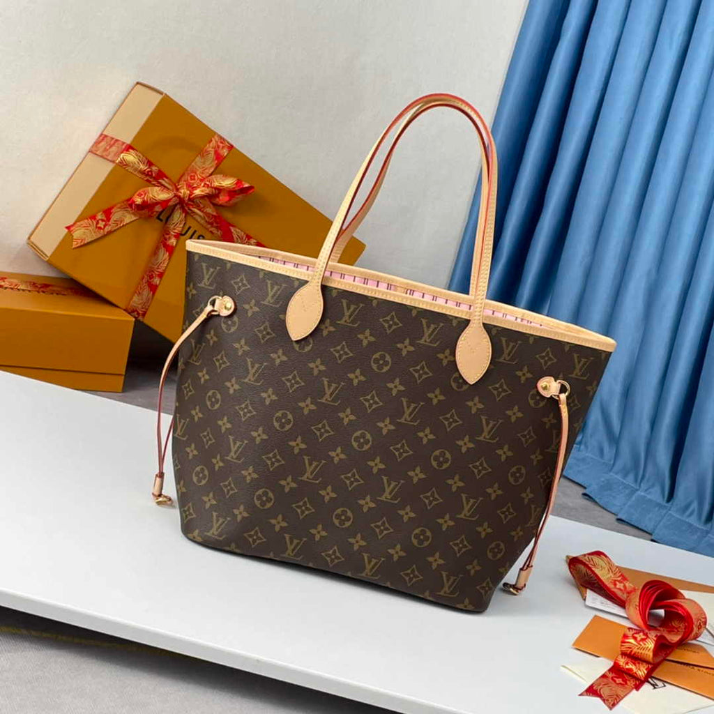 Louis Vuitton Neverfull MM Bag M50366 Monogram Canvas Pink