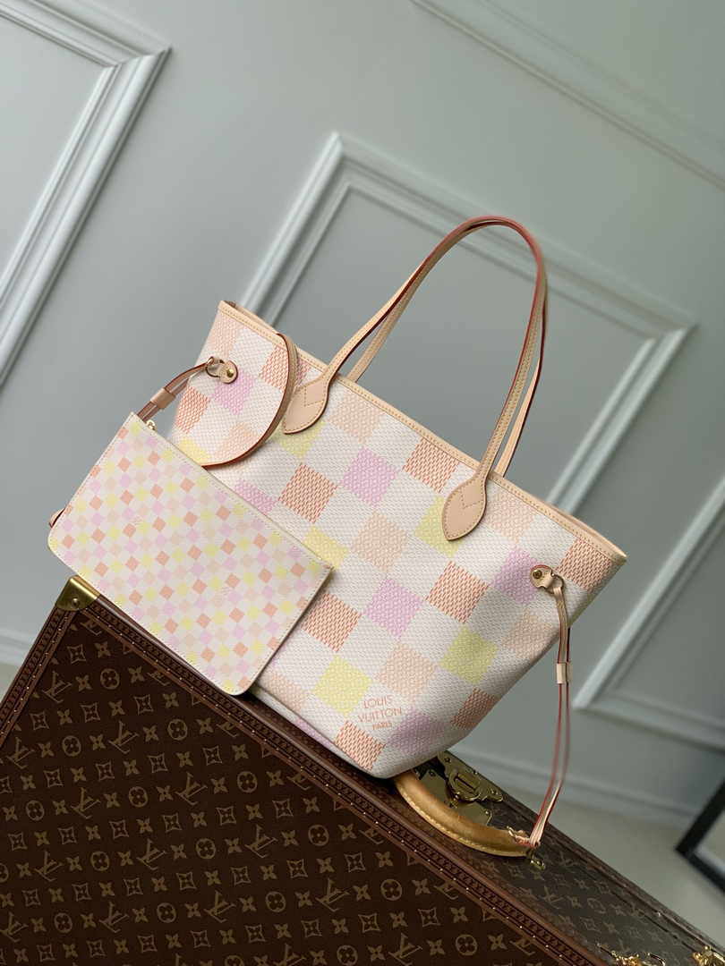 Louis Vuitton Neverfull MM Bag N40668 Peach Damier canvas
