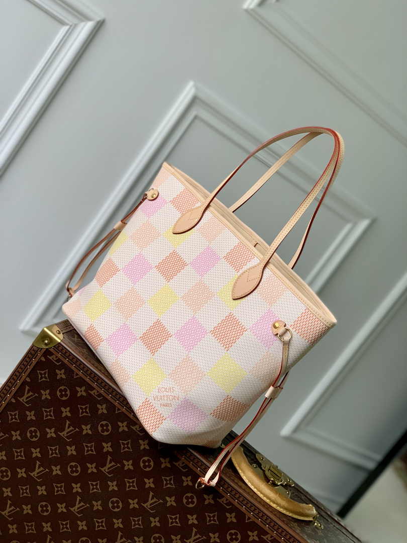 Louis Vuitton Neverfull MM Bag N40668 Peach Damier canvas