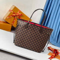 Louis Vuitton Neverfull MM Bag N41358 Damier Ebene Canvas Cherry