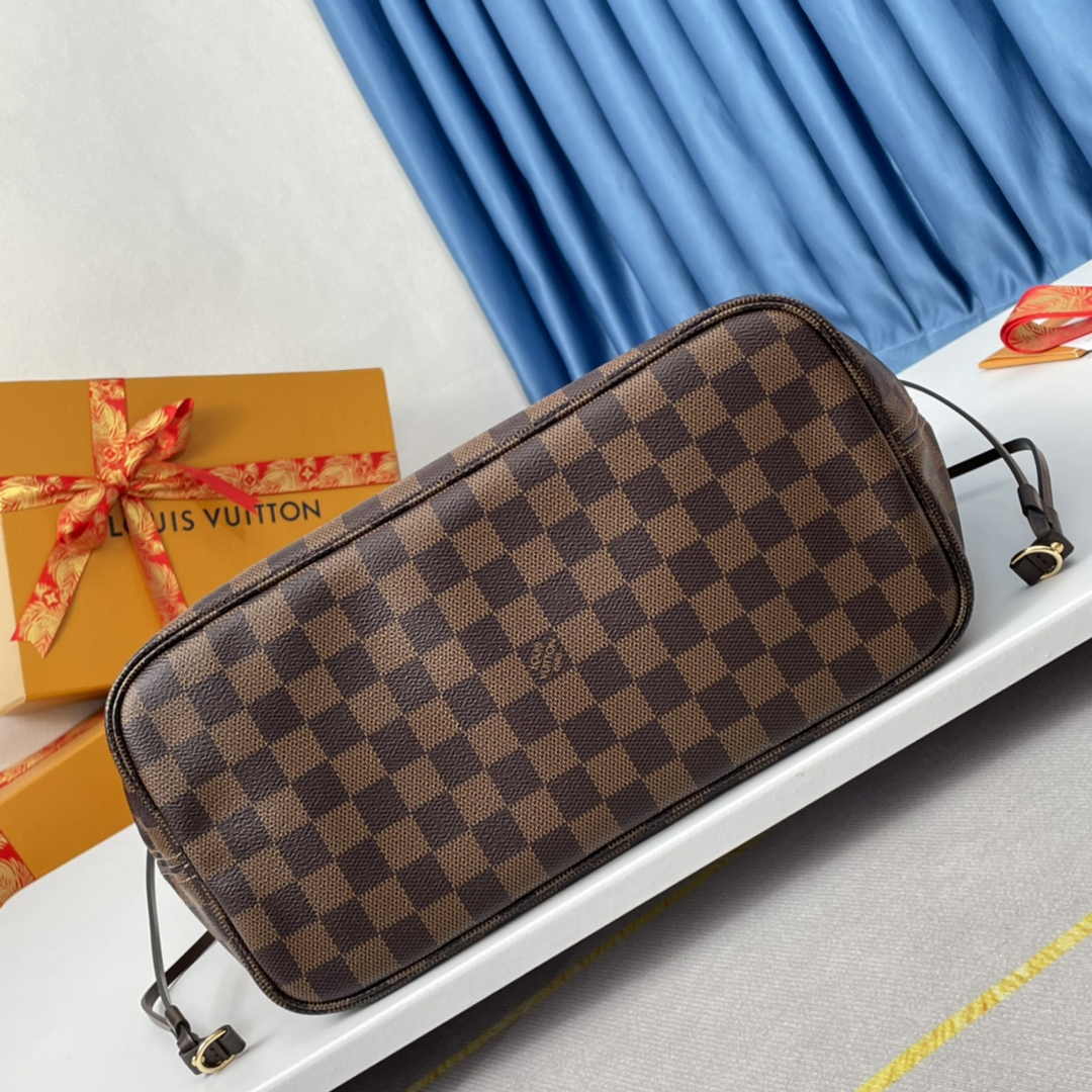 Louis Vuitton Neverfull MM Bag N41358 Damier Ebene Canvas Cherry