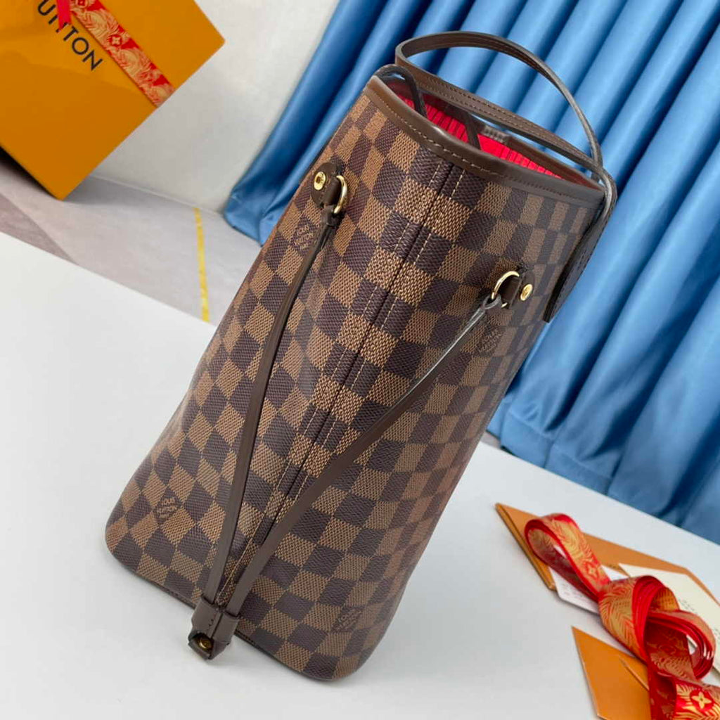 Louis Vuitton Neverfull MM Bag N41358 Damier Ebene Canvas Cherry