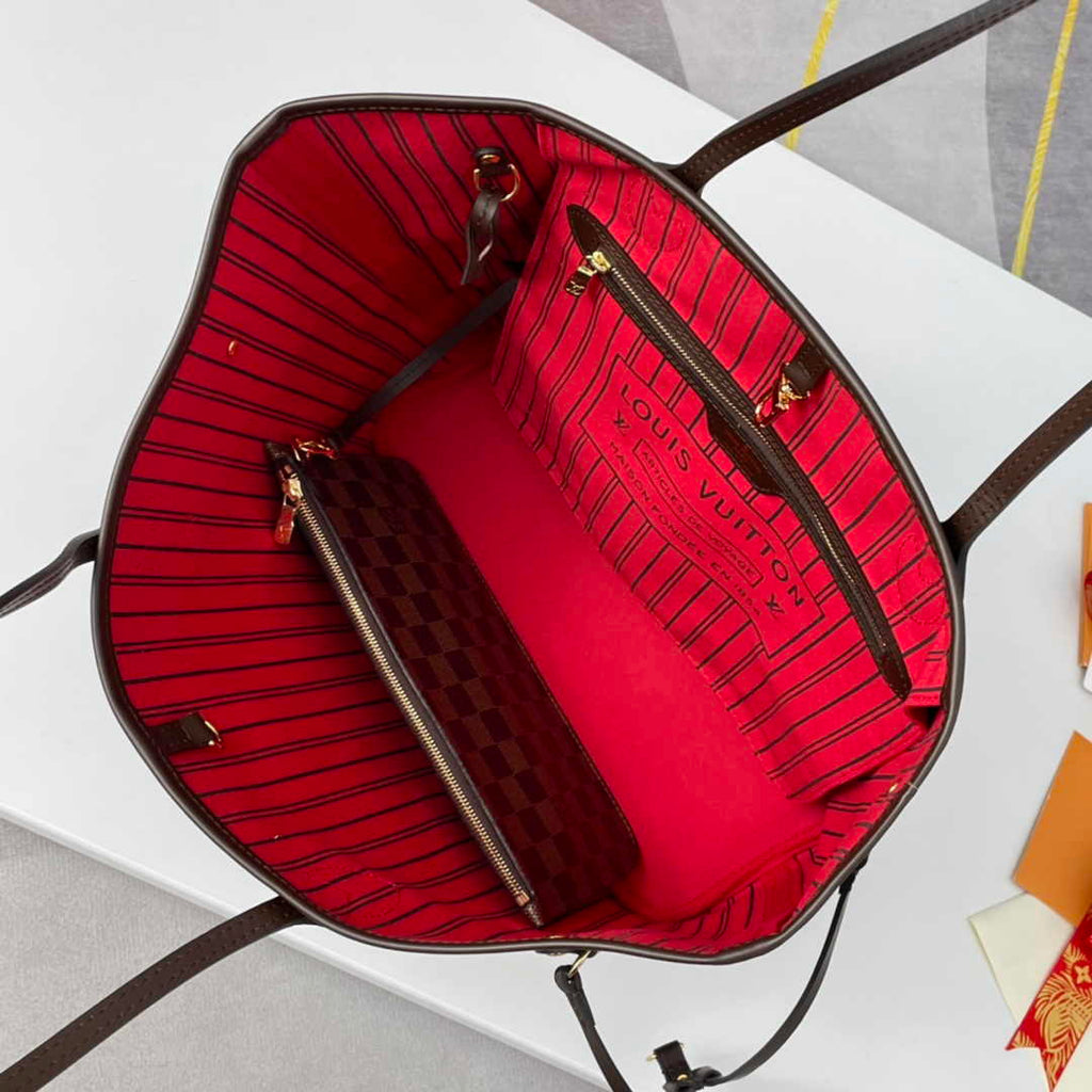 Louis Vuitton Neverfull MM Bag N41358 Damier Ebene Canvas Cherry