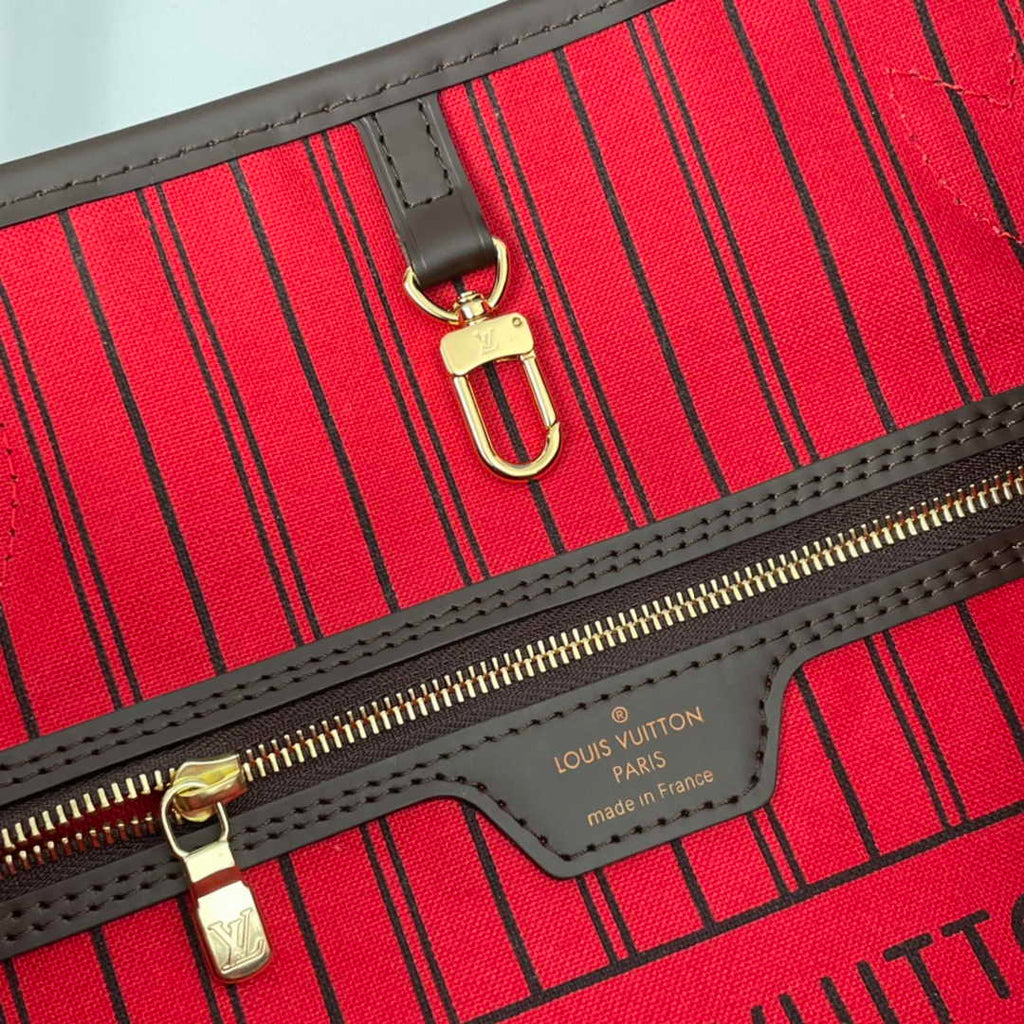 Louis Vuitton Neverfull MM Bag N41358 Damier Ebene Canvas Cherry