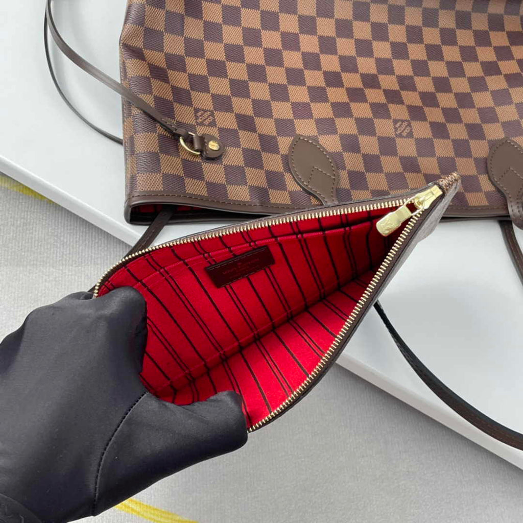 Louis Vuitton Neverfull MM Bag N41358 Damier Ebene Canvas Cherry