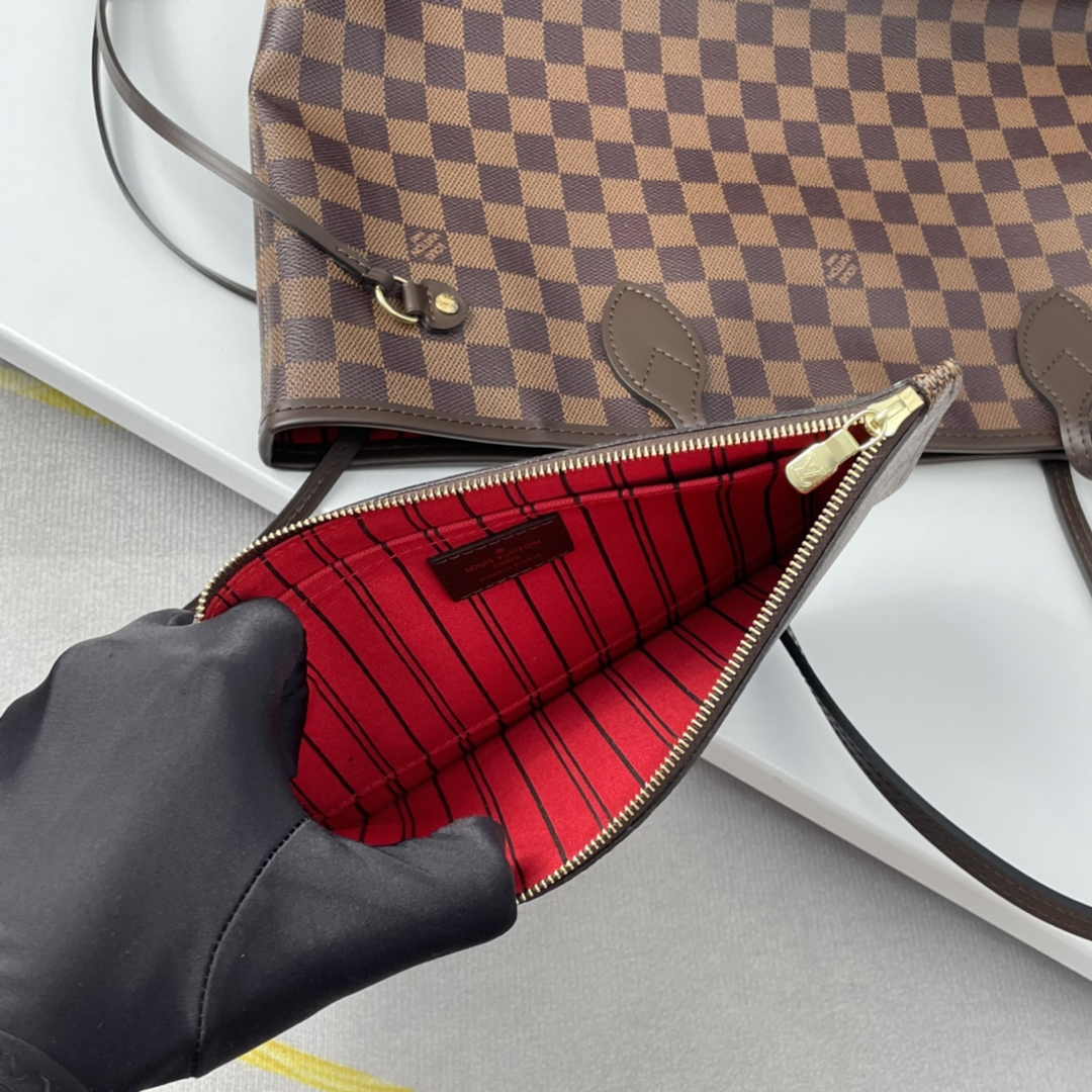 Louis Vuitton Neverfull MM Bag N41358 Damier Ebene Canvas Cherry