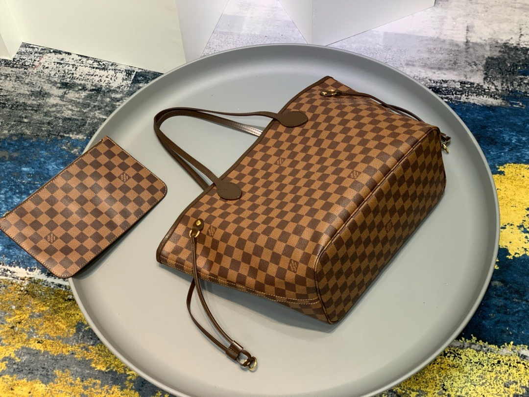 Louis Vuitton Neverfull MM Bag N41603 Damier Ebene Canvas Pink