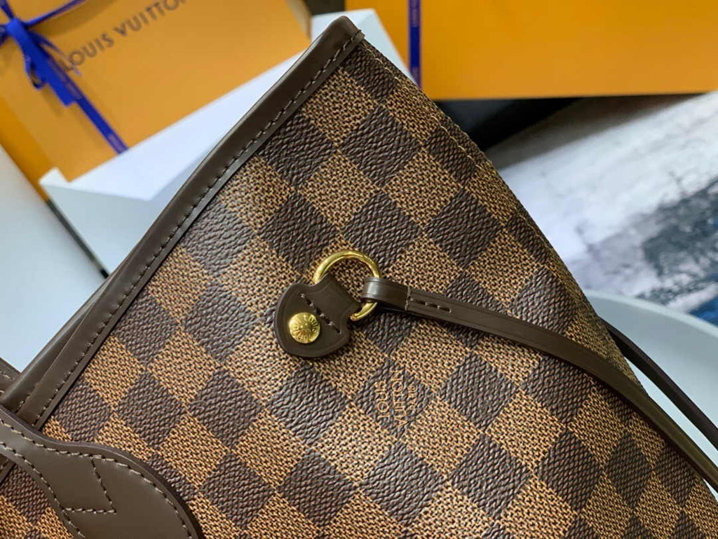 Louis Vuitton Neverfull MM Bag N41603 Damier Ebene Canvas Pink