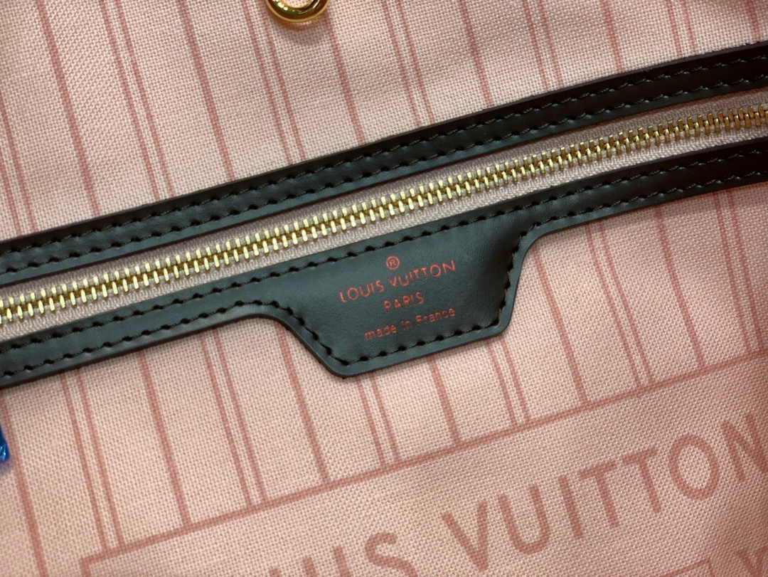 Louis Vuitton Neverfull MM Bag N41603 Damier Ebene Canvas Pink