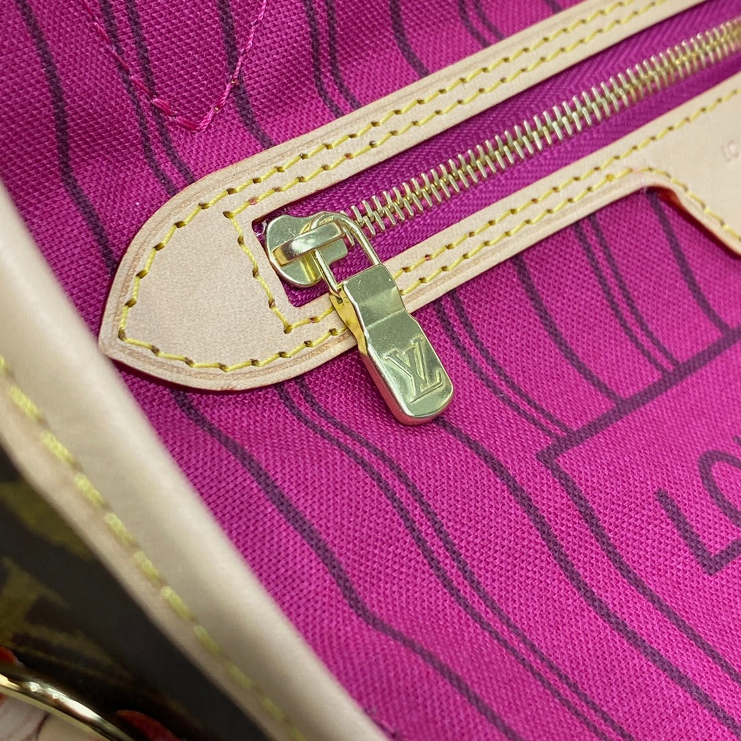 Louis Vuitton Neverfull PM Bag M41245 Monogram Canvas Plum