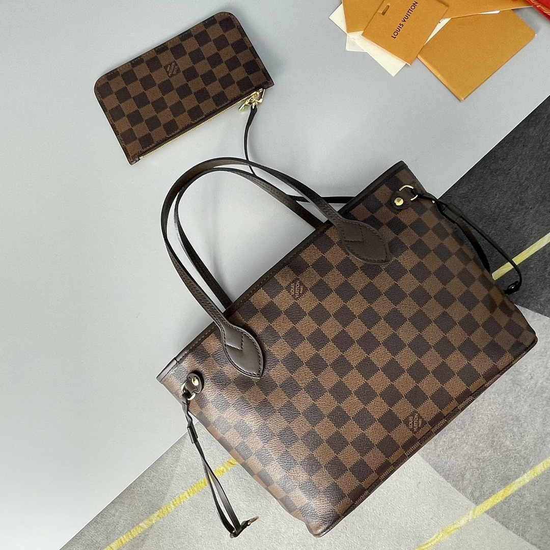 Louis Vuitton Neverfull PM Bag N41359 Damier Ebene Canvas Red