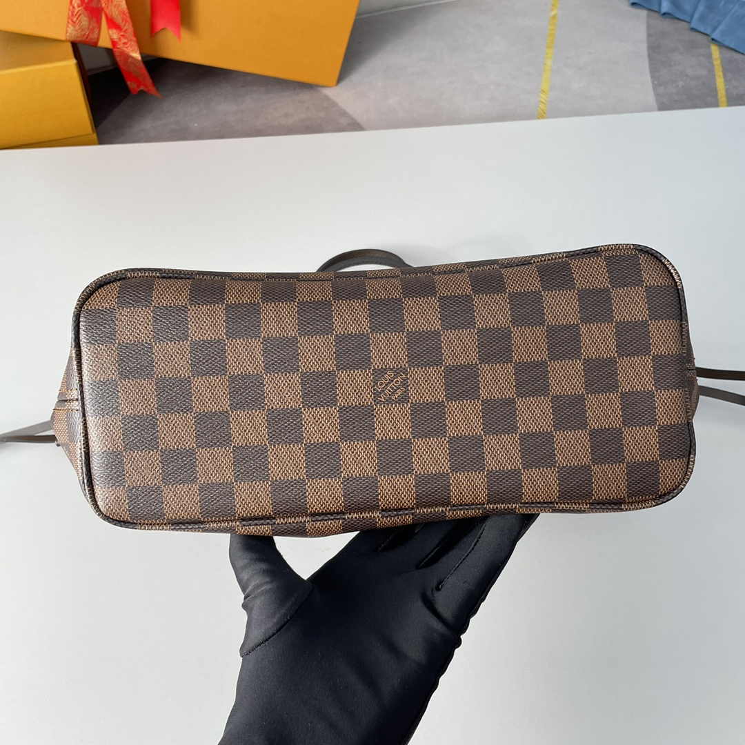 Louis Vuitton Neverfull PM Bag N41359 Damier Ebene Canvas Red