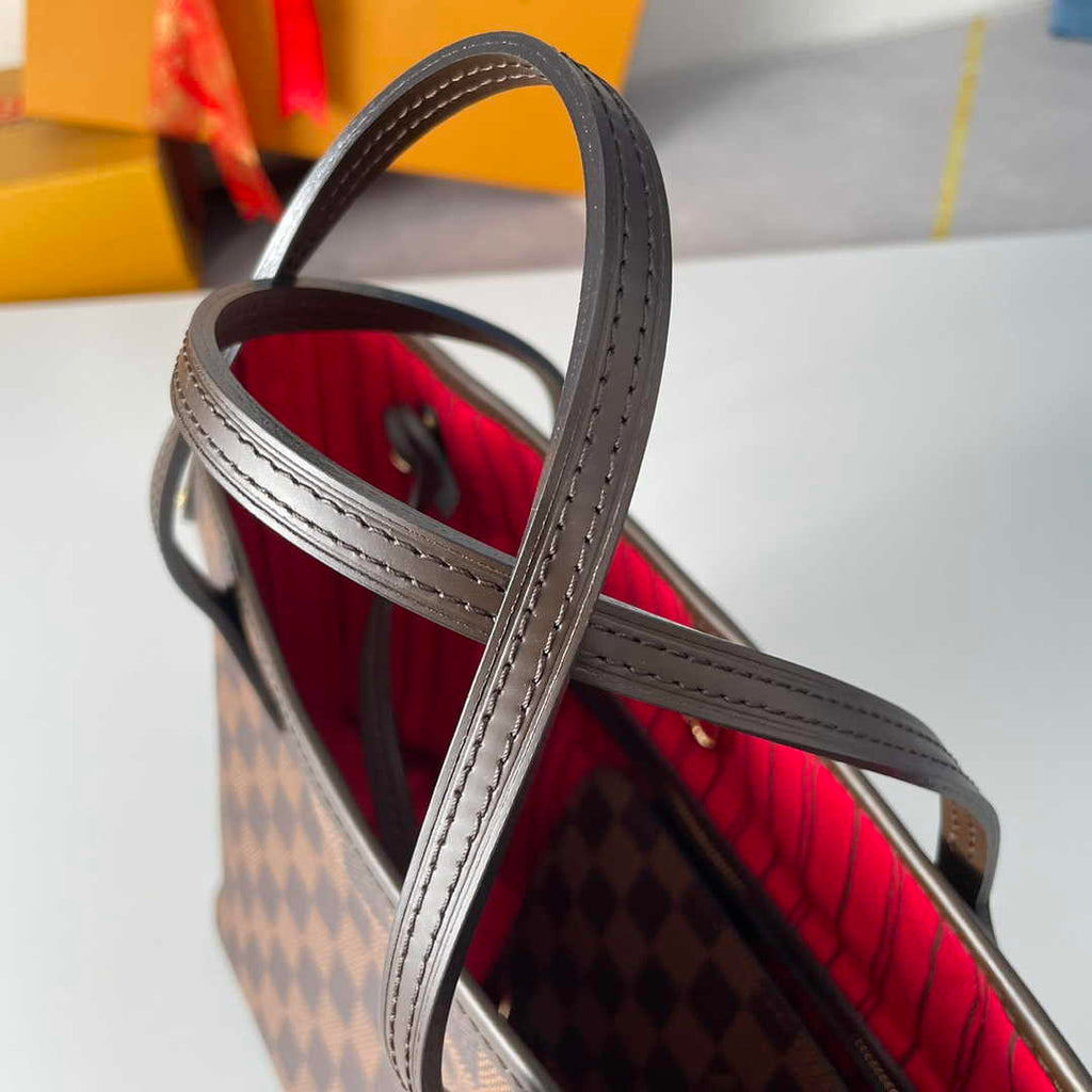 Louis Vuitton Neverfull PM Bag N41359 Damier Ebene Canvas Red