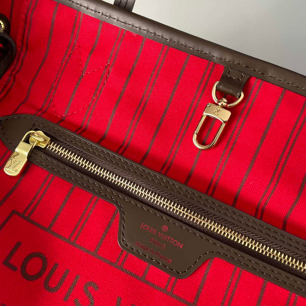 Louis Vuitton Neverfull PM Bag N41359 Damier Ebene Canvas Red
