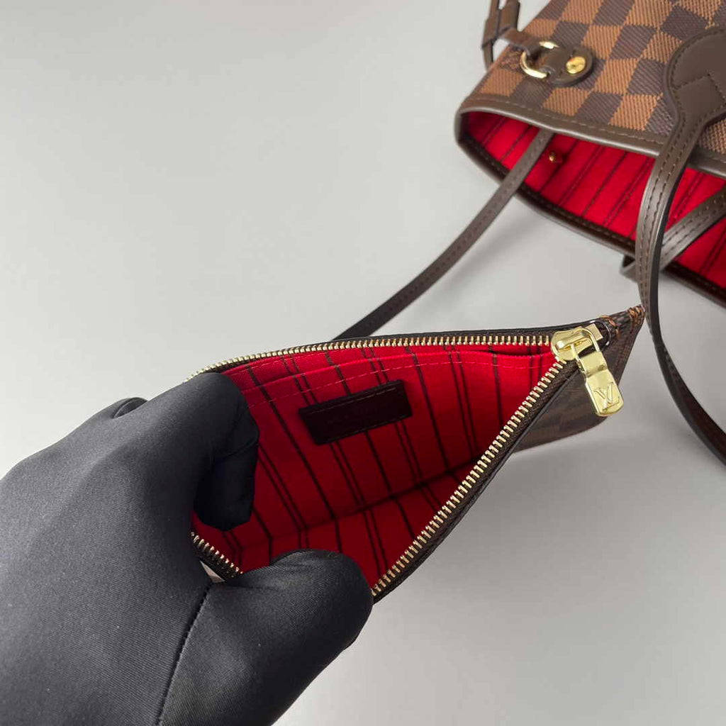 Louis Vuitton Neverfull PM Bag N41359 Damier Ebene Canvas Red
