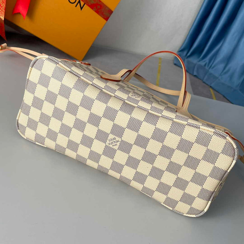 Louis Vuitton Neverfull PM Bag N41362 Damier Azur Canvas Beige