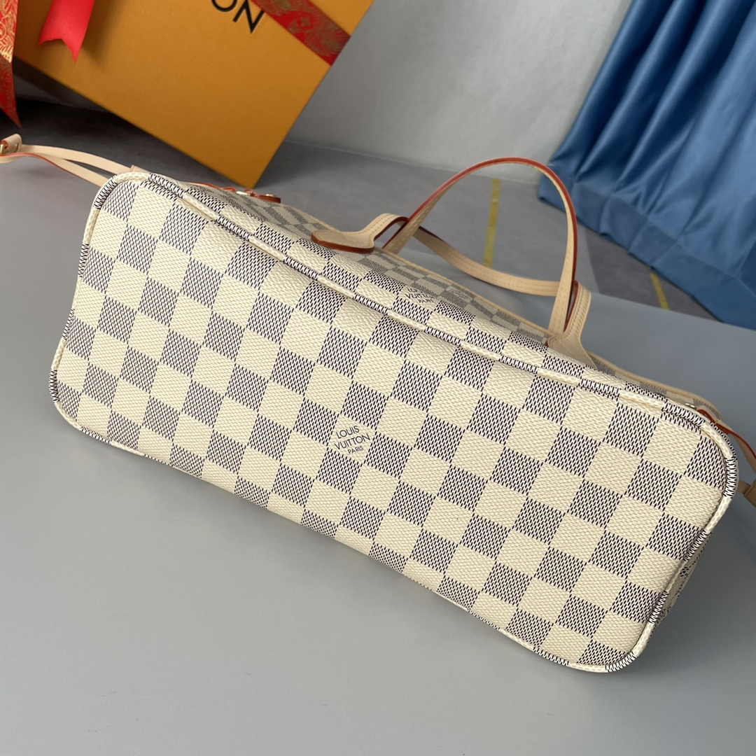 Louis Vuitton Neverfull PM Bag N41362 Damier Azur Canvas Beige