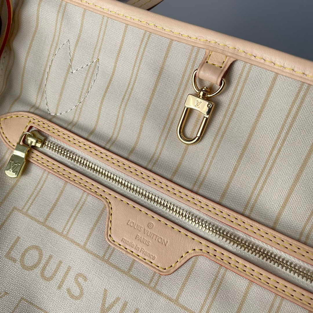 Louis Vuitton Neverfull PM Bag N41362 Damier Azur Canvas Beige