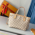 Louis Vuitton Neverfull PM Bag N41606 Damier Azur Canvas Pink