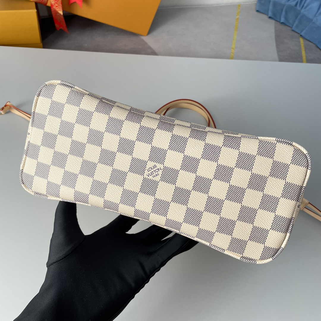 Louis Vuitton Neverfull PM Bag N41606 Damier Azur Canvas Pink