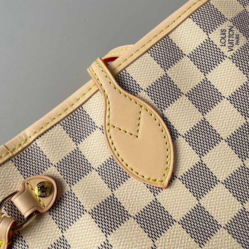 Louis Vuitton Neverfull PM Bag N41606 Damier Azur Canvas Pink