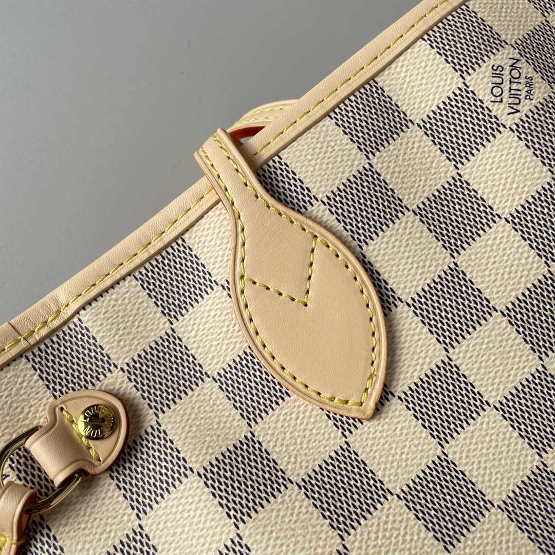 Louis Vuitton Neverfull PM Bag N41606 Damier Azur Canvas Pink